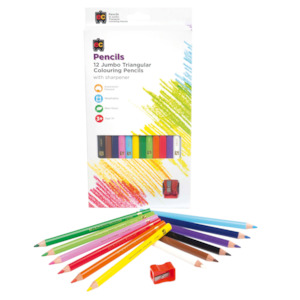 Craft material and supply: Educational Colours Jumbo Triangular Coloured Pencils Pack of 12