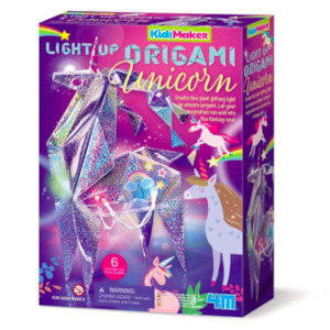 Craft material and supply: 4M Holographic Light Up Origami Unicorn