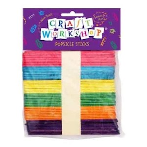 Craft material and supply: Popsticks - Coloured - 100 Pieces