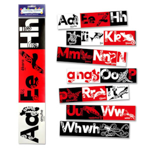 NZ Maori Alphabet Wall Border Black/Red/White