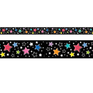 Colourful Stars on Black Trimmer