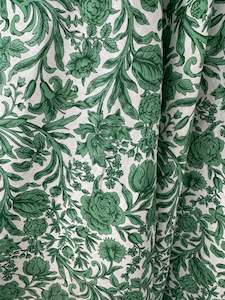 Liberty Linen, green & white floral, 100% linen, 140cm wide