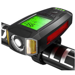 sports: LED Bicycle Light with Horn 3 - In - 1 LCD Display