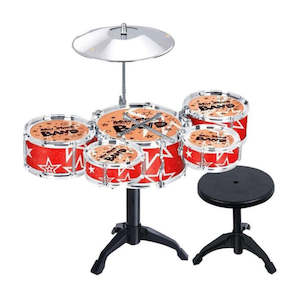 Music Instruments: Jazz Rock Drum Set Kids Toys Drums Cymbal Stool Sticks Black