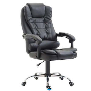 Desk Chairs: Office Chair (Black) with Retractable Footrest