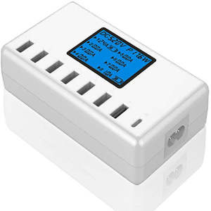 Phone Chargers: 40W Smart 8 Ports USB Charger Station with LCD Display