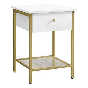 Bedside Table: VASAGLE Bedside Table with Drawer - White Nightstand, End Table