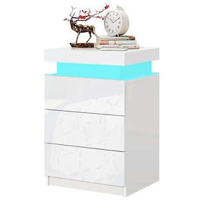 Bedside Table with Drawer Rgb Led Light Side Table