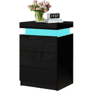 Bedside Table Drawers RGB Led Light Side Table