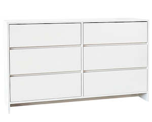 Chest of Drawers 6 Drawer White Tallboy