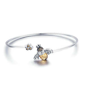 Bee & Honeycomb Bangle Bracelet