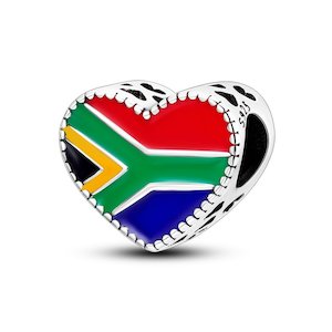 South African Flag Heart Charm