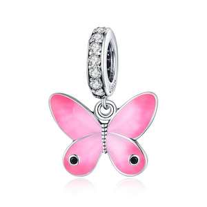 Pink Butterfly Pendant Charm