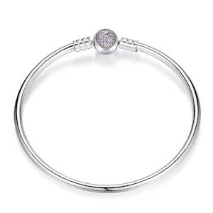 Pink Heart Bangle Bracelet