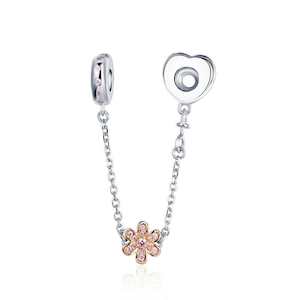 Jewellery: Heart & Flower Safety Chain