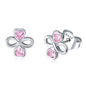 Pink Heart Infinity Earrings