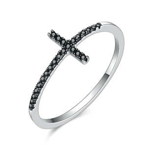 Jewellery: Black Cross Ring