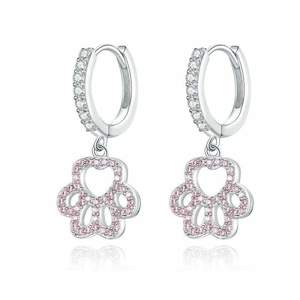 Jewellery: Pink Paw Print Dangle Earrings