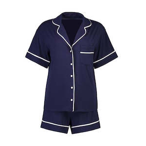 Clothing: Ellie Modal Supersoft Short PJ Set - Navy - M - Shorts Only