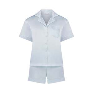 Sienna Short PJ Set - Light Blue/White