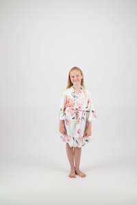 Amelia Floral Cotton Flower Girl Robe - White