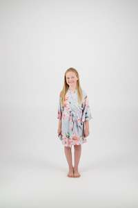 Amelia Floral Cotton Flower Girl Robe - Baby Blue