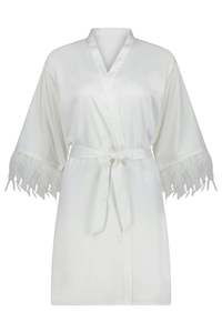 Emmy Feather Bridal Robe - White