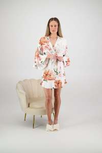 Clothing: Amelia Cotton Floral Robe - White