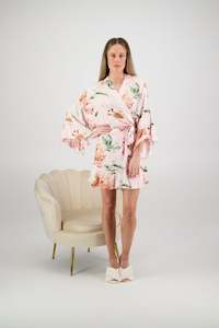 Amelia Cotton Floral Robe - Blush