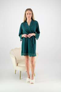 Misha Lace Robe - Forest Green