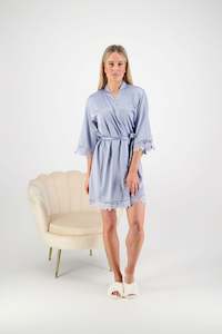 Misha Lace Robe - Dusky Blue