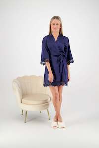 Clothing: Misha Lace Robe - Navy