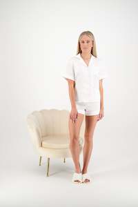 Sienna Short PJ Set - White/ Blush