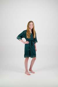 Clothing: Misha Mini Flower Girl Robe - Forest Green