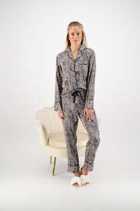 Georgie Long PJ Set - Leopard Print / Black