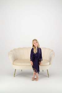 Olivia Cotton Flower Girl Robe - Navy