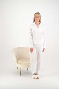 Georgie Long PJ Set - White/ Blush - XL & 2XL only