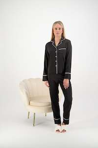 Georgie Long PJ Set - Black/ White