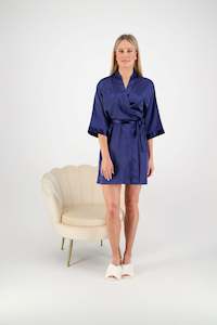 Alexa Satin Robe - Navy