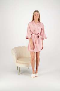 Alexa Satin Robe - Dusty Rose