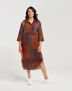 Clothing: Brown Check Shirt Dress