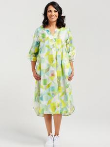 Linen Blend Print Dress