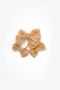 Plaid Hairclip & Tie Set