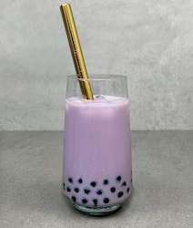 Taro Bubble Tea with Brown Tapioca Pearls