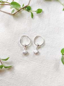 Sterling Silver: Mini Shell Hoop Earrings