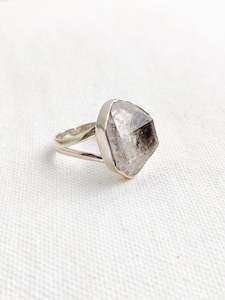 Frontpage: Herkimer Diamond Sterling Silver Rough Crystal Ring - Size 10