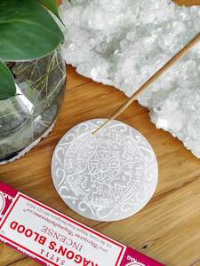 Engraved White Stone Incense Holder