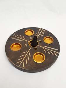 Large Round Wooden Incense Holder