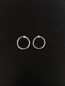 10mm Silver Hoops with Ball - Single