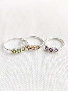 Sterling Silver Favourites: Sterling Silver Dainty 3 Hexagon Stone Ring